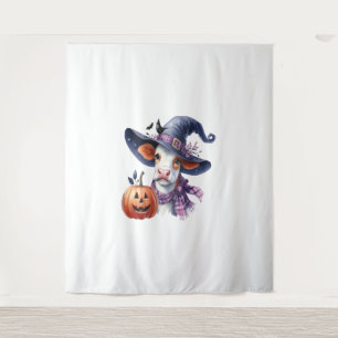 Halloween Cow with Fall Tapestry