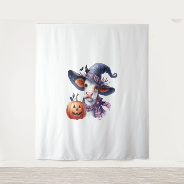 Halloween Cow with Fall Tapestry (Front)