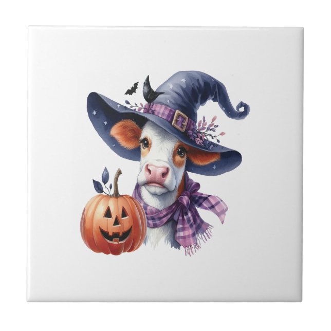 Halloween Cow with Fall Tile (Front)