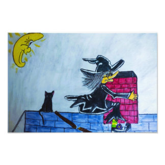 HALLOWEEN CRASHING WITCH Photo Enlargement Print