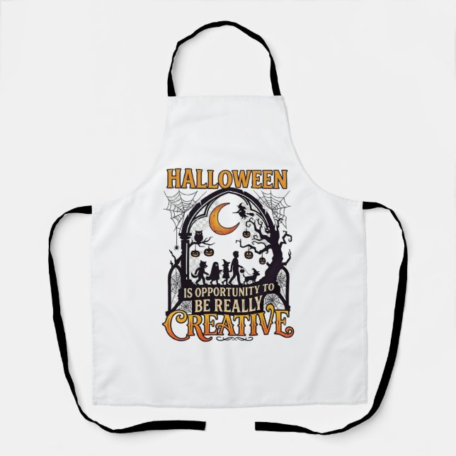 Halloween Creative Kids Silhouette Crescent Moon W Apron (Front)