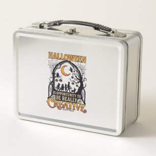 Halloween Creative Kids Silhouette Crescent Moon W Metal Lunch Box