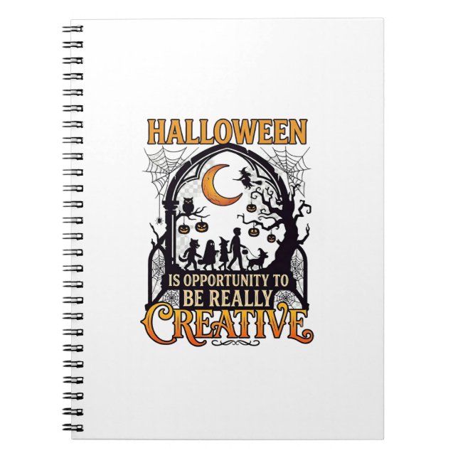 Halloween Creative Kids Silhouette Crescent Moon W Notebook (Front)