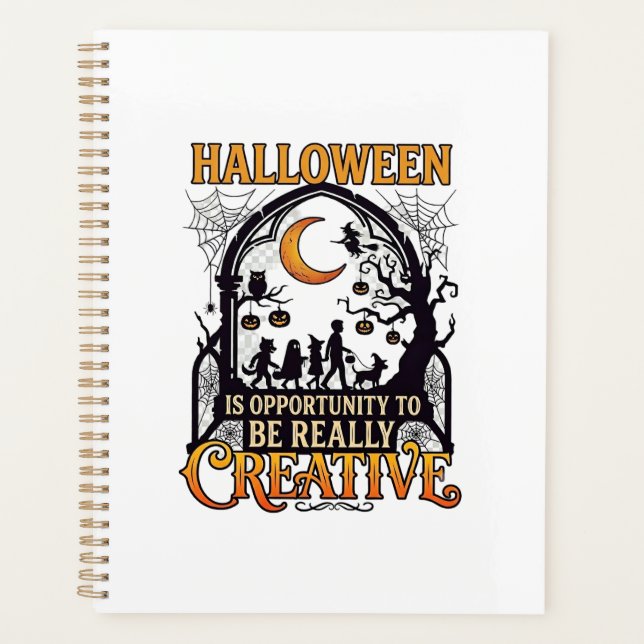 Halloween Creative Kids Silhouette Crescent Moon W Planner (Front)