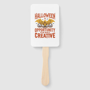 Halloween Creative Pumpkin Bat Vintage Vector Desi Hand Fan
