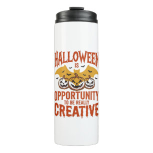Halloween Creative Pumpkin Bat Vintage Vector Desi Thermal Tumbler