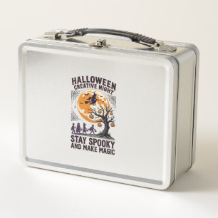 Halloween Creative Shirt Vintage Spooky Moon Art_1 Metal Lunch Box