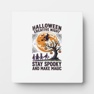Halloween Creative Shirt Vintage Spooky Moon Art_1 Plaque