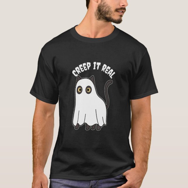 Halloween Creep it Real Cat T-Shirt (Front)
