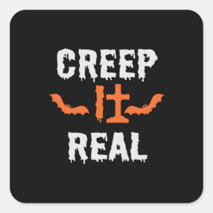 Halloween Creep It Real Funny Bat Birthday Square Sticker