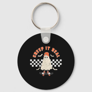 Halloween Creep It Real Ghost Boy Fall Season Skat Key Ring
