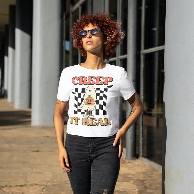 HALLOWEEN CREEP IT REAL GHOST 👻 & PUMPKIN 🎃 T-Shirt (Creator Uploaded)