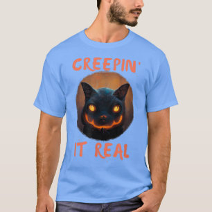 Halloween Creepin' It Real Jack o Lantern Cat T-Shirt