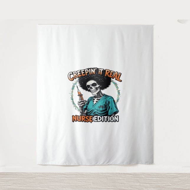Halloween Creepin It Real! Nurse Edition Classic T Tapestry (Front)