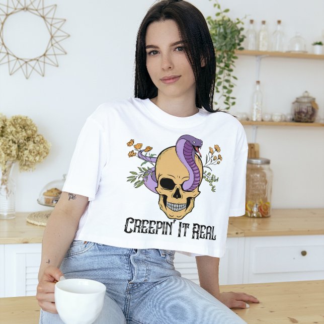 HALLOWEEN CREEPIN' IT REAL SKULL & SNAKE T-Shirt (Creator Uploaded)