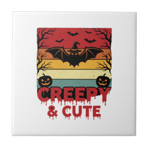 Halloween Creepy and Cute Vintage Bat Tile