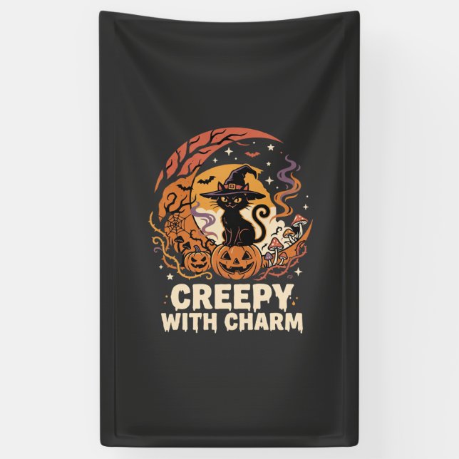 Halloween Creepy Charm Cat Banner (Vertical)