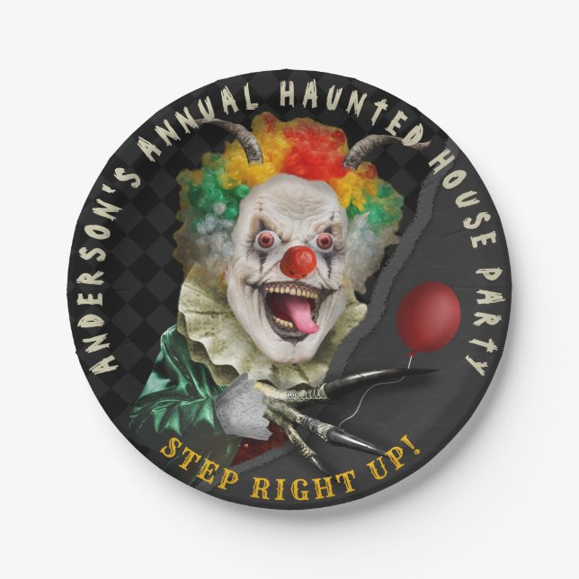 Halloween Creepy Clown Adult Scary Circus Party Paper Plate (Front)