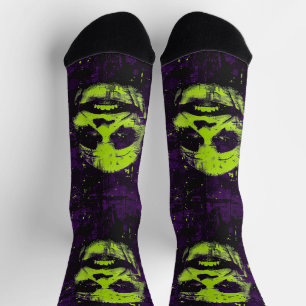 Halloween Creepy Clown Spooky Season Purple Socks