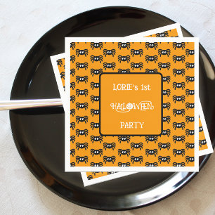 Halloween Creepy Crawlers Spiders Custom Name Napkin