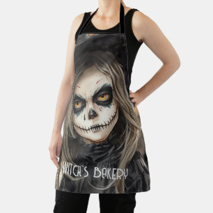 Halloween,Creepy Cute Witch Girl Halloween Apron