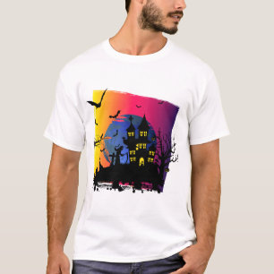 Halloween creepy design with witch haunted house T-Shirt