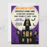 Halloween Creepy Haunted House Full Moon Cartoon