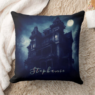 Halloween Creepy Haunted House Fullmoon  Cushion