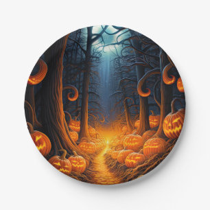 Halloween Creepy Jack o Lantern Pumpkins Paper Plate