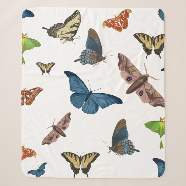 halloween creepy moth print sherpa blanket (Front)