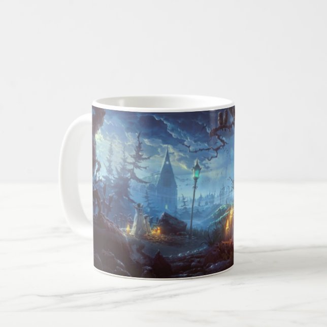 Halloween Creepy Night Jack-O-Lantern haunted tree Coffee Mug (Front Left)