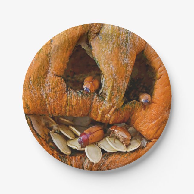 Halloween Creepy Pumpkin Bugs Paper Plate (Front)