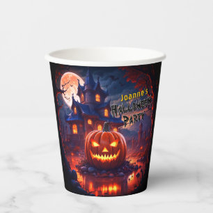 Halloween Creepy Pumpkin Haunted House Fullmoon Paper Cups