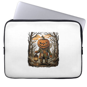 Halloween Creepy Pumpkin Scarecrow Lantern Owl Hau Laptop Sleeve