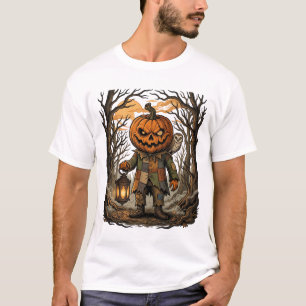 Halloween Creepy Pumpkin Scarecrow Lantern Owl Hau T-Shirt