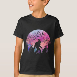 Halloween Creepy Sasquatch In The Cemetery Spooky  T-Shirt