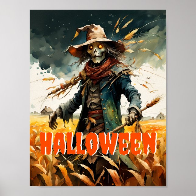Halloween Creepy Scarecrow Poster (Front)