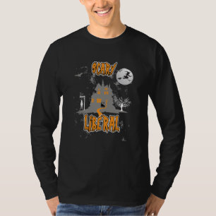 Halloween Creepy Witch Cat Full Moon Orange T-Shirt