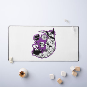 Halloween Crescent Moon Witch Skull Desk Mat