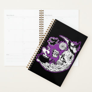 Halloween Crescent Moon Witch Skull Planner