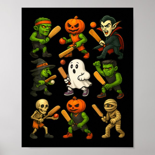 Halloween Cricket Ghost Vampire Skeleton Spooky Co Poster (Front)