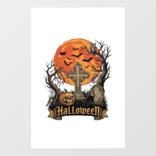 Halloween Cross Gravestone Skull Pumpkin Black Cat