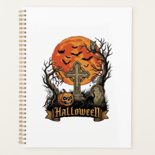 Halloween Cross Gravestone Skull Pumpkin Black Cat Planner