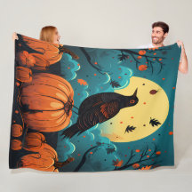 Halloween Crow in the Pumpkin Forest