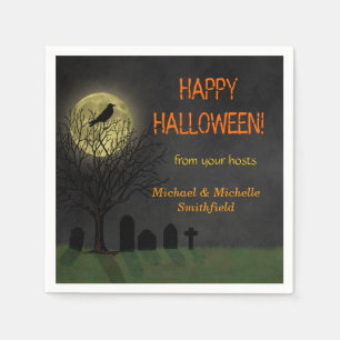 Halloween Crow on Tree with Moon Party Napkin