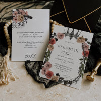 Halloween Crown Pink & Black Floral Party - White