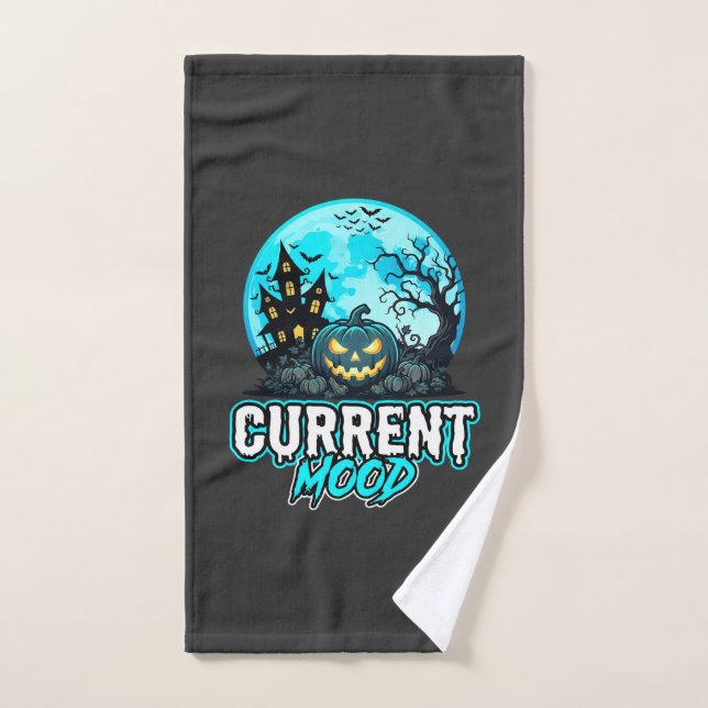 Halloween Current Mood Haunted Pumpkin Hand Towel (Hand Towel)