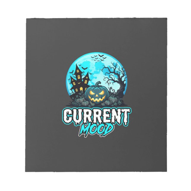Halloween Current Mood Haunted Pumpkin Notepad (Front)
