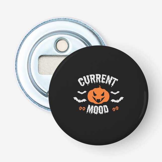Halloween Current Mood Pumpkin Birthday Bottle Opener (Front)