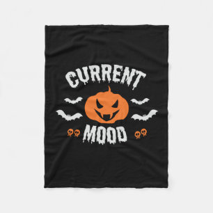 Halloween Current Mood Pumpkin Birthday Fleece Blanket